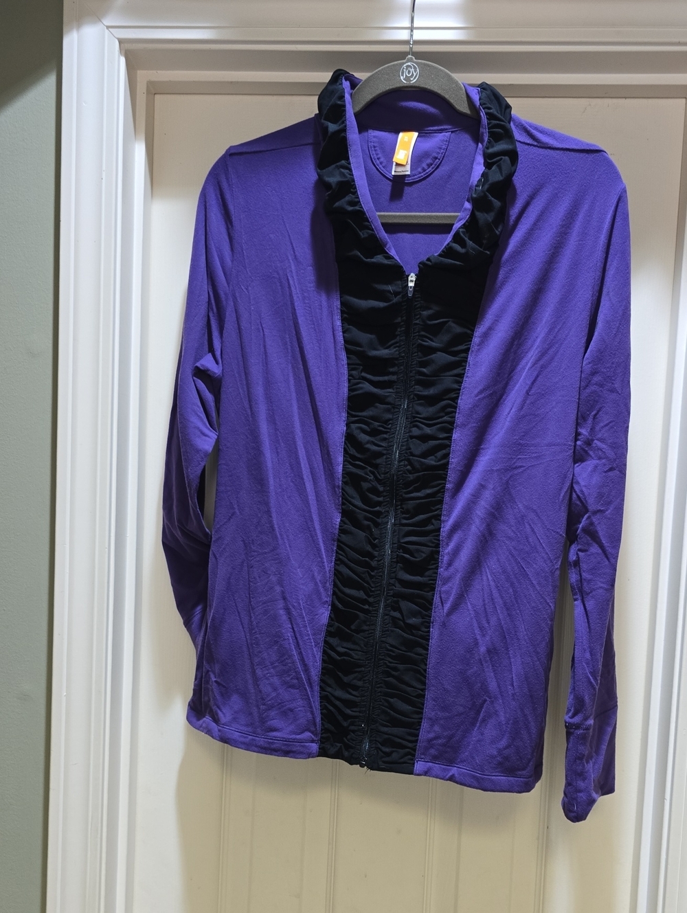 Lucy Purple and Black Ruffled Zip Front Jacket